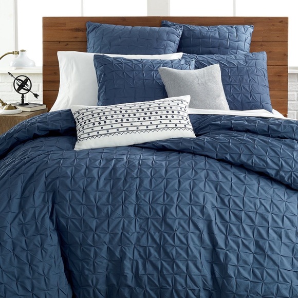 Bar Iii Bedding Indigo Blue Box Pleat Fullqueen Duvet Bedspread